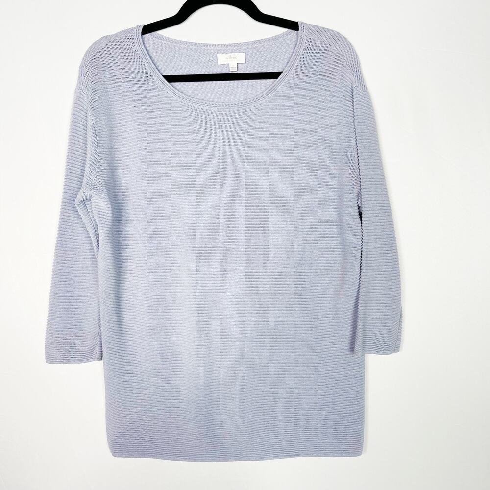 Aritzia Wilfred XSmall Light Blue Purple Blanchard Sweater 3/4 Sleeve Textured